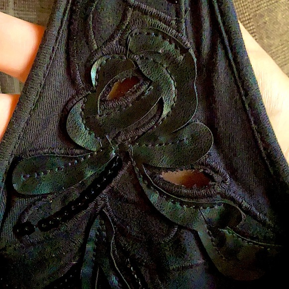 Couture Embellished Embroidery Sequin Black Top - Picture 12 of 12